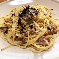 รูปของ 簡単サバ水煮缶納豆パスタ