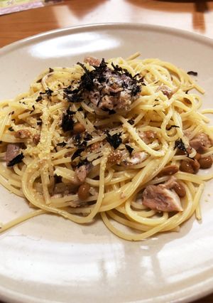 簡単サバ水煮缶納豆パスタ-レシピのメイン写真