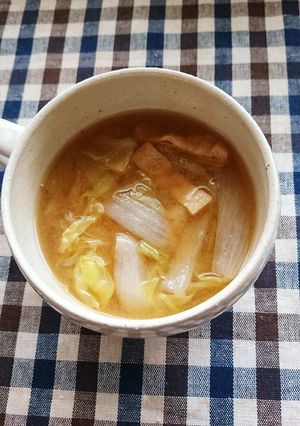 新玉ネギ、春キャベツのお味噌汁-レシピのメイン写真