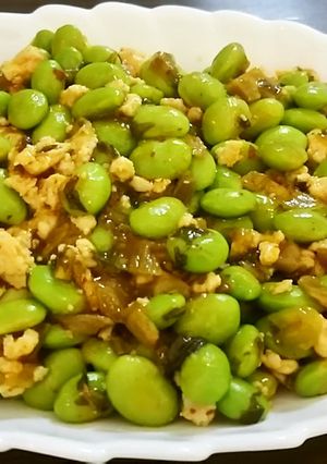 枝豆と鶏ひき肉の中華風高菜炒め-レシピのメイン写真
