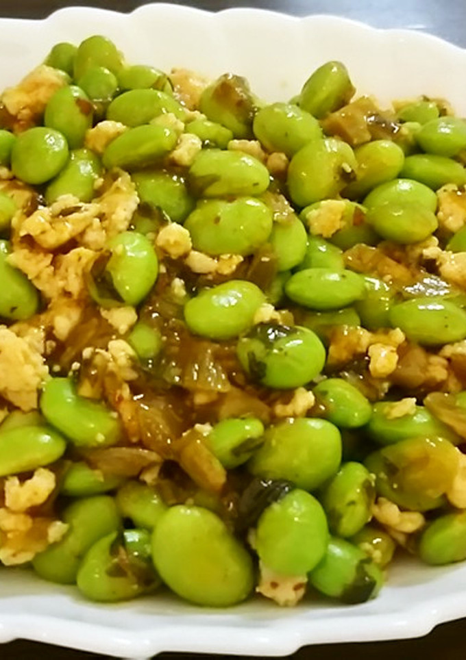 枝豆と鶏ひき肉の中華風高菜炒め-レシピのメイン写真