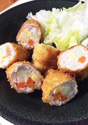 野菜とスモークチーズの肉巻きカツ-レシピのメイン写真