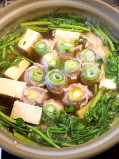 長ネギ豚バラ巻き鍋 セリver.-レシピのメイン写真