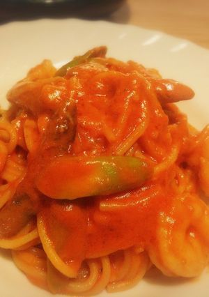簡単！エビのトマトクリームパスタ-レシピのメイン写真
