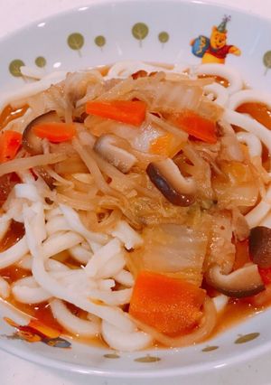 豚肉と白菜の、五目餡掛け焼きうどん-レシピのメイン写真
