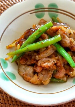 豚バラ肉とインゲン豆の炒め物-レシピのメイン写真