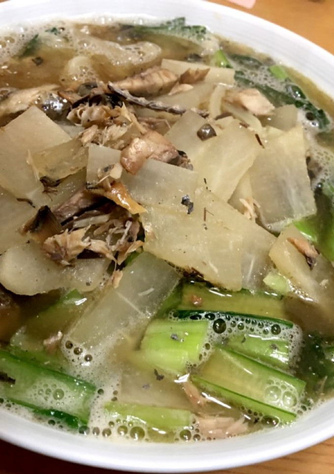 大根と鯖缶と青菜のうどん-レシピのメイン写真