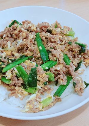 豚ひき肉とネギ丼-レシピのメイン写真
