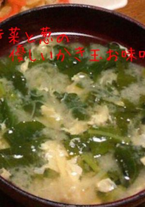 かき菜と葱の優しいかき玉お味噌汁-レシピのメイン写真