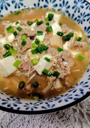 エノキと豆腐のひき肉スープ-レシピのメイン写真