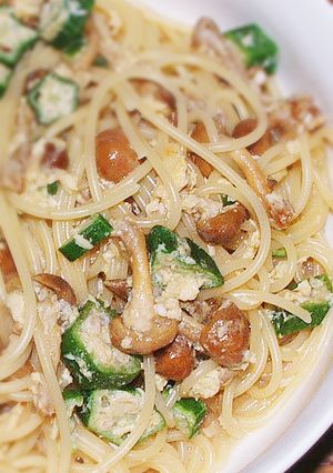 なめことオクラの卵スパゲティ☆和風ポン酢-レシピのメイン写真