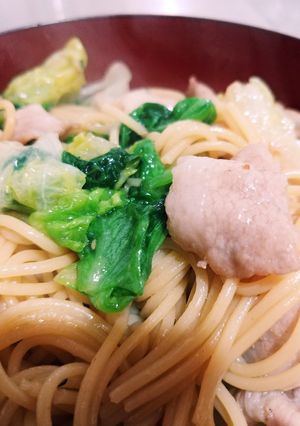 豚バラレタスと大葉の和風パスタ-レシピのメイン写真