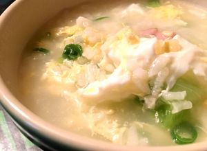 ふんわり卵とハム★レタスの中華雑炊-レシピのメイン写真