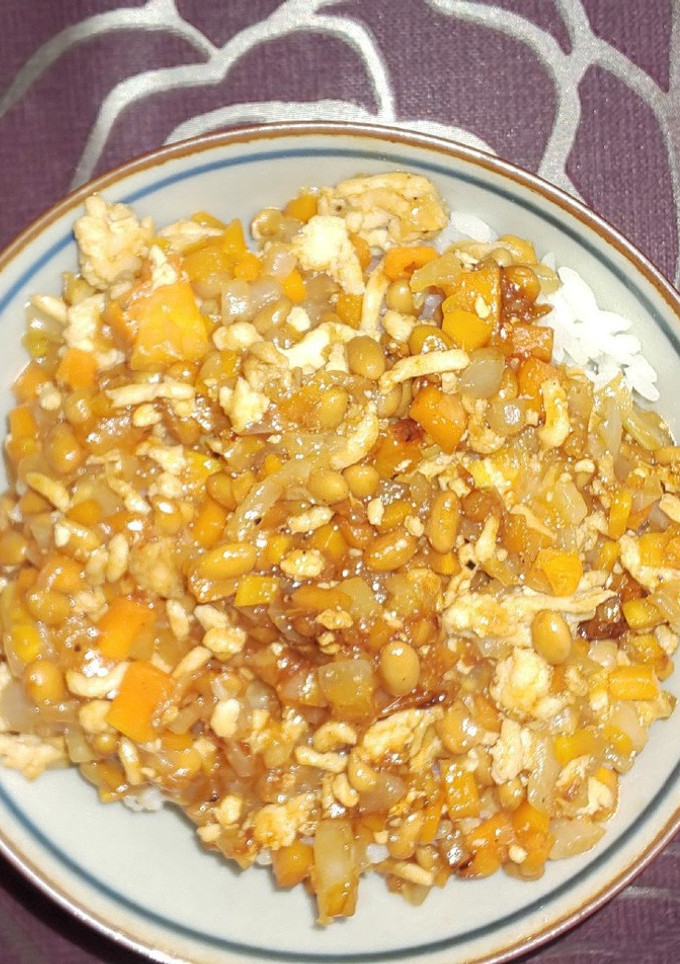 納豆と挽肉の炒め丼-レシピのメイン写真
