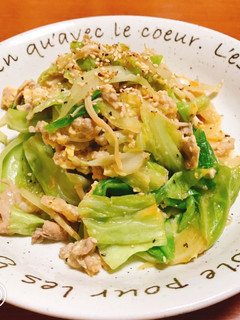 春キャベツ♡えのき♡豚肉のオイマヨ卵炒め-レシピのメイン写真