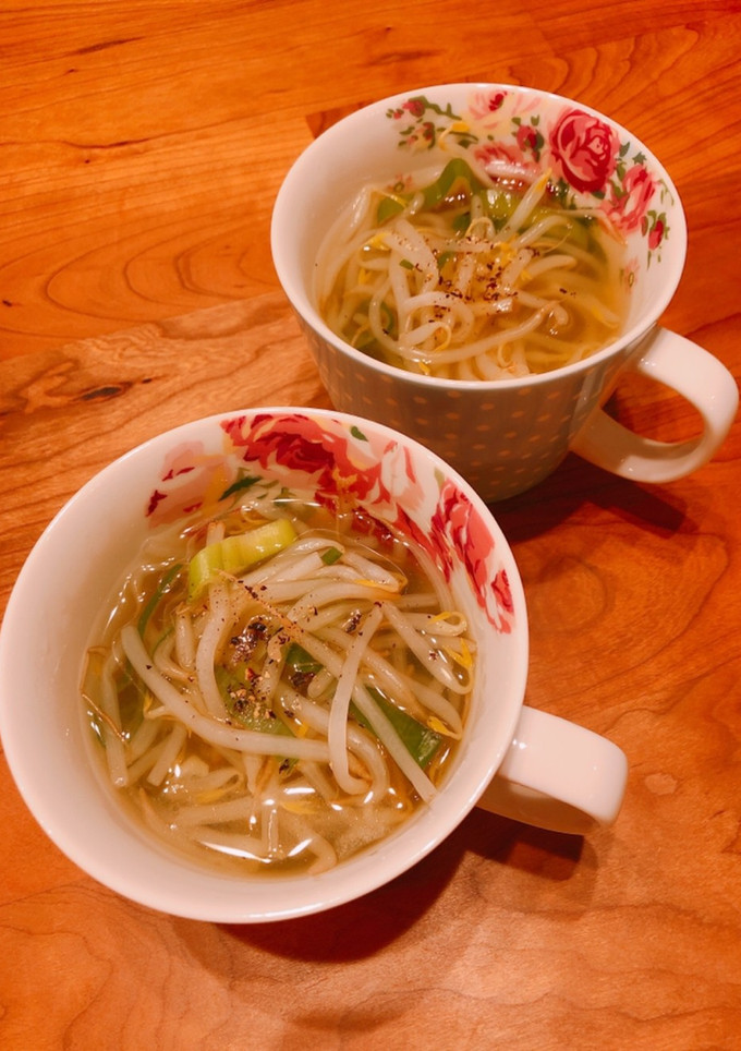 材料2つ煮るだけ♡もやしネギウマ塩スープ-レシピのメイン写真