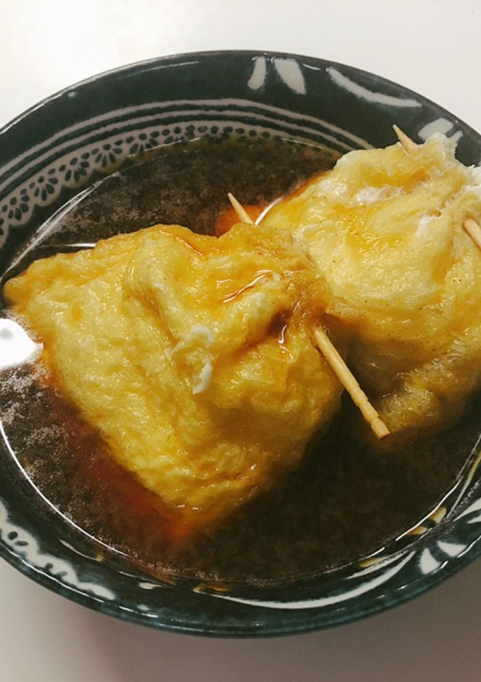 レンジでできる♪玉子の巾着煮(信田煮)-レシピのメイン写真