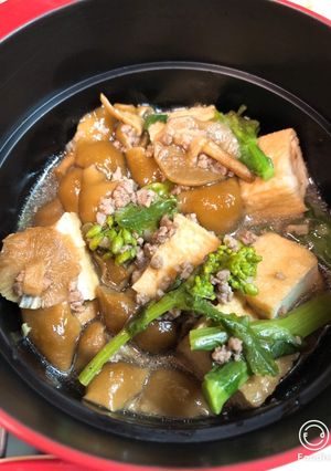 白だしで！厚揚げと菜花の炒め煮-レシピのメイン写真