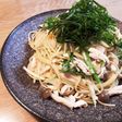 簡単時短節約★むね肉と水菜の香味パスタ★