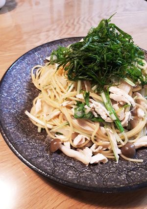簡単時短節約★むね肉と水菜の香味パスタ★-レシピのメイン写真