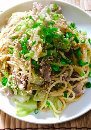 春キャベツと豚肉の和風胡麻パスタ-レシピのメイン写真