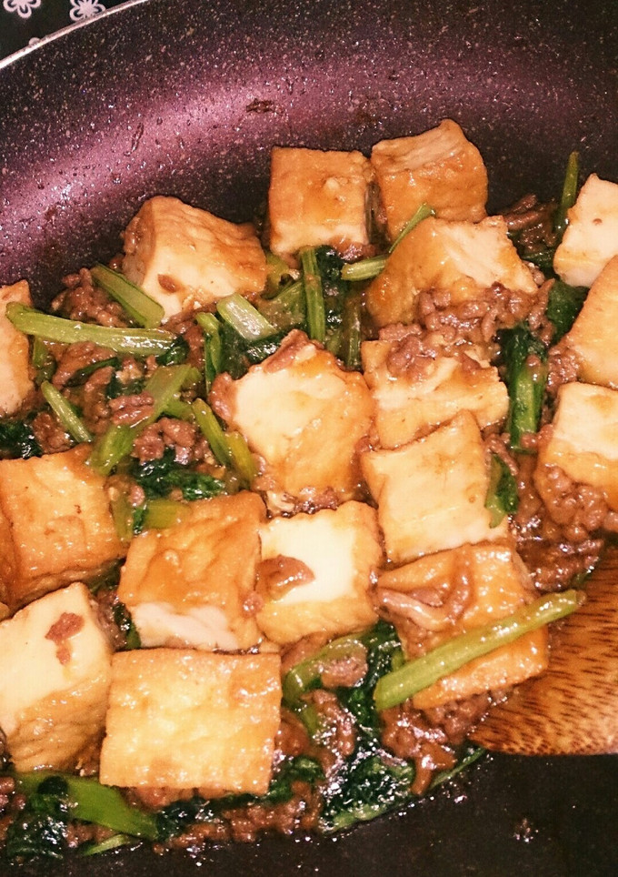厚揚げと小松菜の挽き肉炒め♪簡単調合-レシピのメイン写真