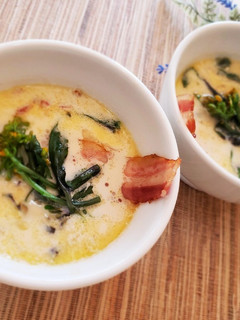 菜の花とたっぷりベーコンの豆乳スープ-レシピのメイン写真