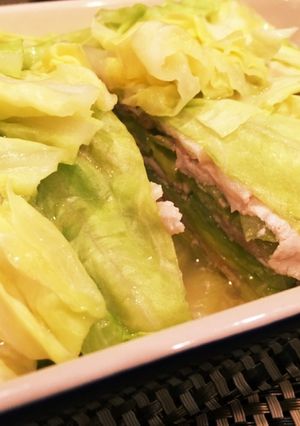レンジで簡単♡春キャベツと豚肉の重ね蒸し-レシピのメイン写真