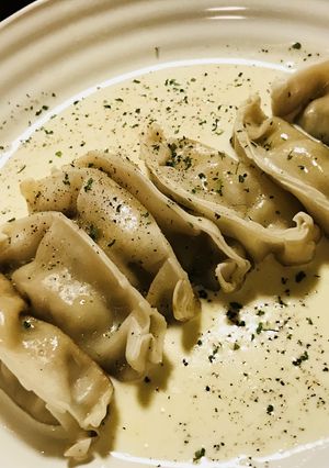レトルト●焼き餃子＆生クリームソース-レシピのメイン写真