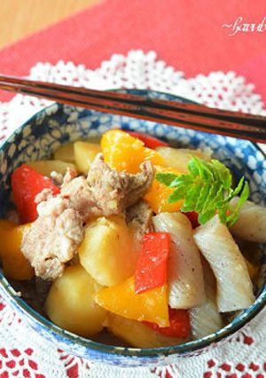 “よくねたいも” でパプリカ入り肉じゃが-レシピのメイン写真