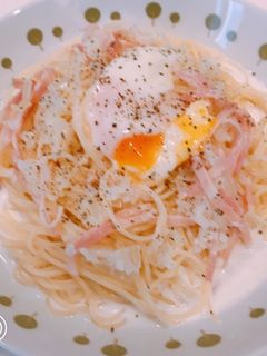 レンジで簡単!温玉のスープカルボナーラ-レシピのメイン写真