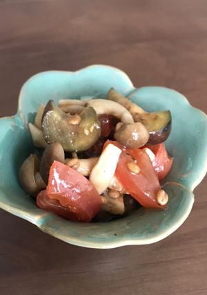 トマト なす しめじ の麦醤油麹サラダ☻-レシピのメイン写真