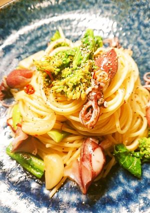 ホタルイカと菜の花のペペロンチーノ♪-レシピのメイン写真