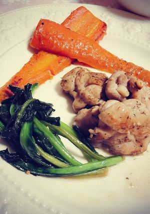 楽チン鶏肉と人参とほうれん草の白ワイン煮-レシピのメイン写真