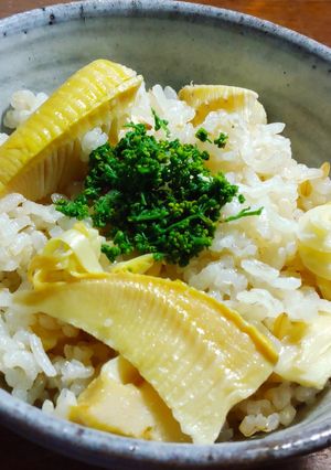 焼き筍ご飯　発芽オーツ麦入り　花山椒-レシピのメイン写真