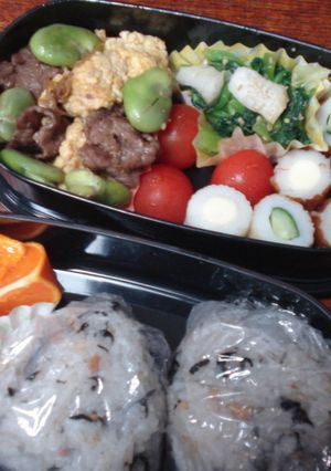お弁当に♪そら豆と牛肉と卵の中華いため-レシピのメイン写真