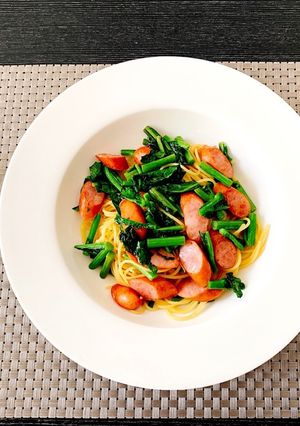 ＊菜の花とウインナーの昆布茶パスタ＊-レシピのメイン写真
