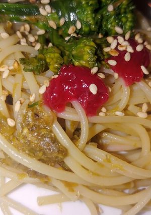 ふきみそと梅肉のパスタ-レシピのメイン写真