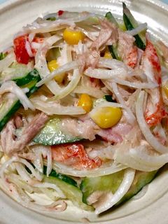 簡単☆彩り野菜とカニカマのツナマヨサラダ-レシピのメイン写真