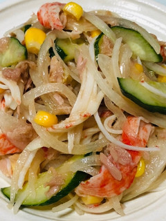 彩り野菜とカニカマのポン酢ごま油サラダ-レシピのメイン写真
