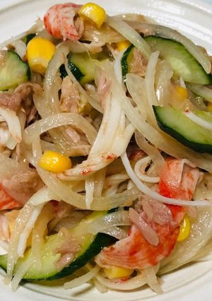 彩り野菜とカニカマのポン酢ごま油サラダ-レシピのメイン写真