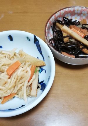 切干大根煮とひじき煮を同時に作る-レシピのメイン写真