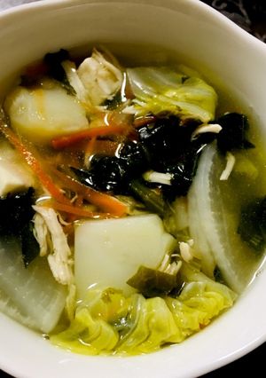 低フォド＊鶏ささみ茹で汁で豆腐野菜スープ-レシピのメイン写真