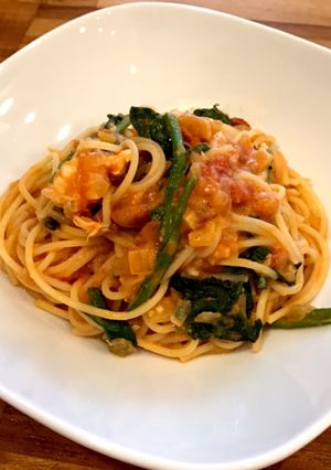 えびとほうれん草のトマトクリームパスタ-レシピのメイン写真