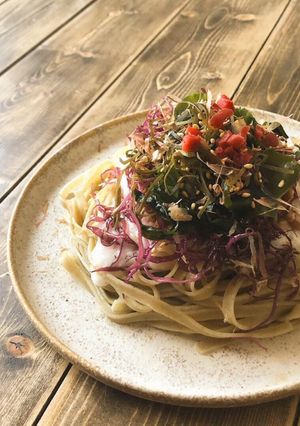 海藻ととろろ納豆の玄米パスタ-レシピのメイン写真