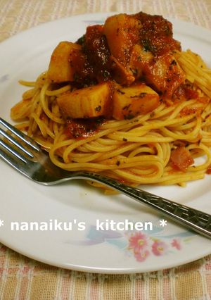 タケノコとベーコンのトマトソースパスタ-レシピのメイン写真