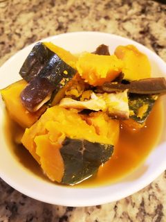 お母さんのかぼちゃと鶏むね肉と椎茸の煮物-レシピのメイン写真