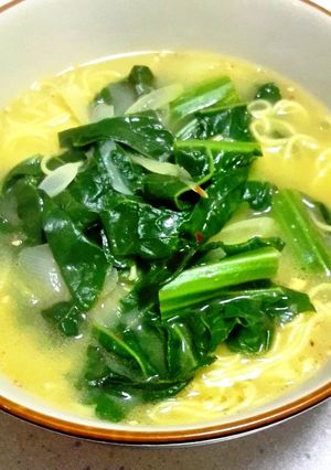 旬の生なま高菜を袋ラーメンにトッピング-レシピのメイン写真