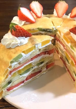 断面萌え♡果物たっぷりミルクレープケーキ-レシピのメイン写真
