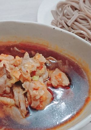 食欲倍増！辛肉つけ蕎麦-レシピのメイン写真